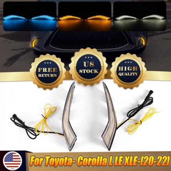 2x светодиодные противотуманные фары ДХО в передний бампер для Toyota Corolla L LE XLE седан 20-21