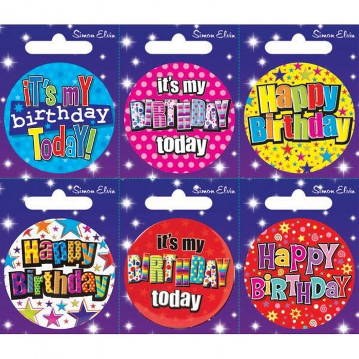 Simon Elvin Various Birthday Small Badges (Pack Of 6)