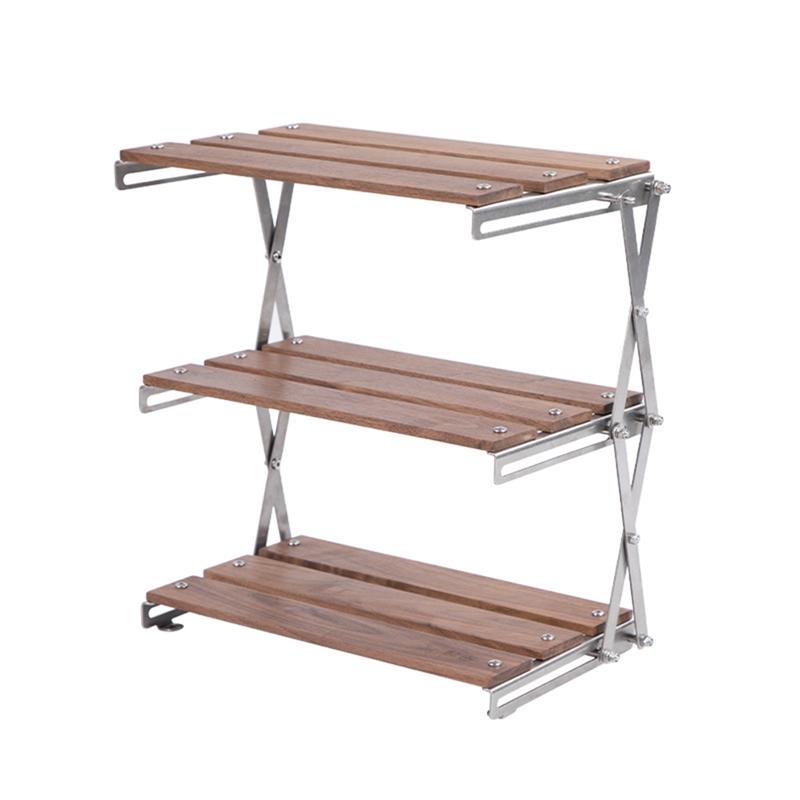 

Good-Outdoor Camping Rack Portable 3-Tier Rack Easy To Carry Foldable Picnic Camping Barbecue Foldable Table, Easy To Use Durabl