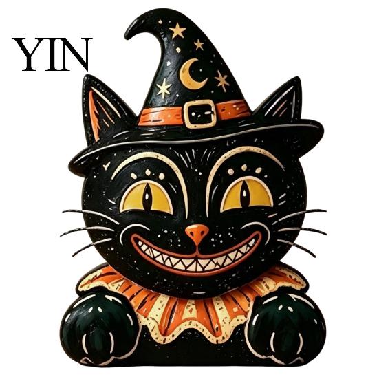 Wooden Wizard Doll Vintage Halloween Figurine, Rustic Witch Zombie Cat Owl Frog Tabletop Table Decor Ornament, Farmhouse Tiered Tray Decoration