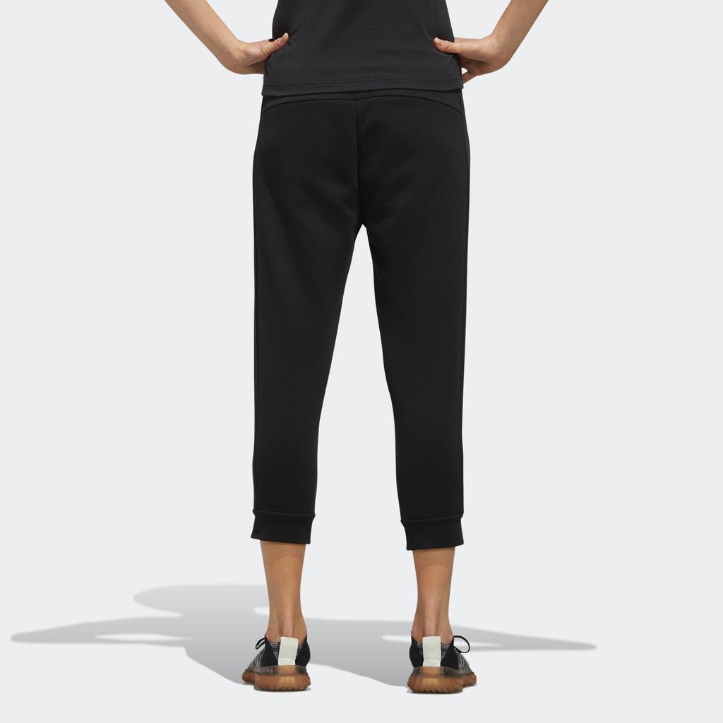 Adidas 3/4 Length Breathable Knit Sports Pants Women Bottoms Black EH3899