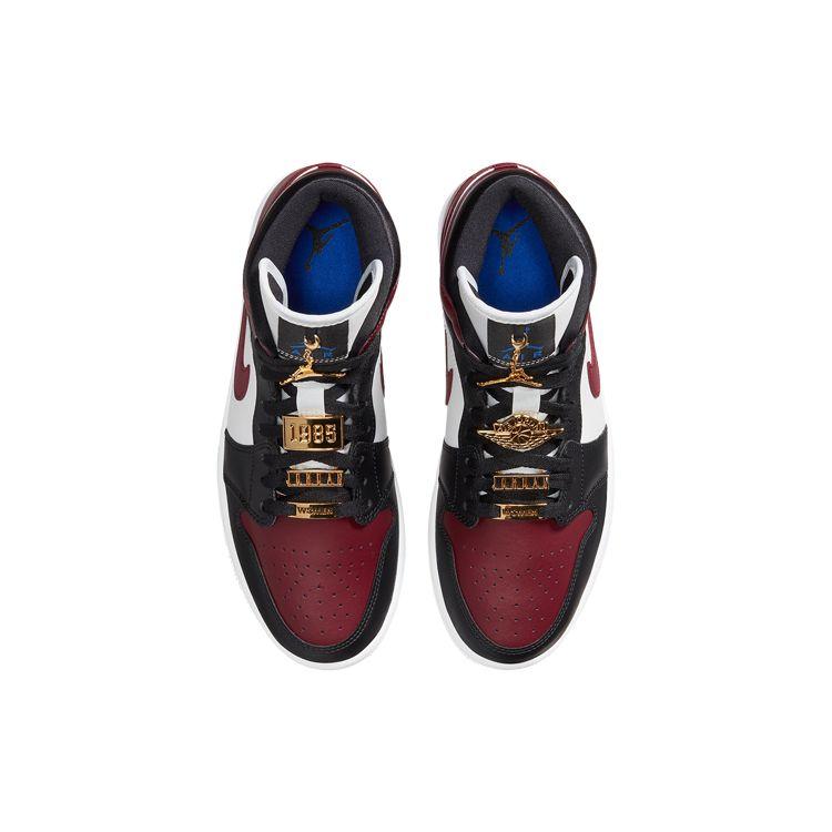 Air Jordan 1 Mid SE Zlaté přívěsky Dámské tenisky Červená Černá Tmavě-řepová CZ4385-016