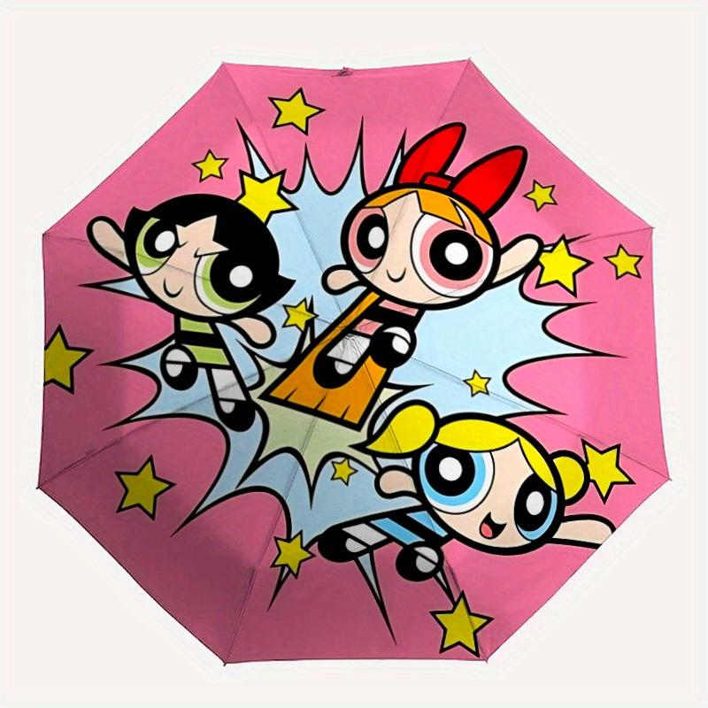 

1pc Powerpuff Girls Automatic Umbrella - 8-Rib Foldable Design, Outdoor Adventures, and Family Celebrations, Durable Canopy Material yy250823113