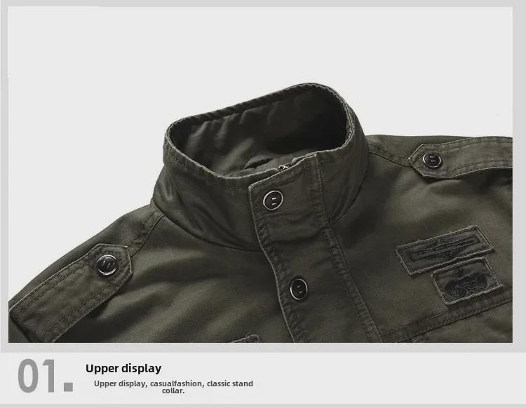 Chaqueta informal estilo militar para hombre: traje de vuelo de talla grande para deportes al aire libre y trabajo.