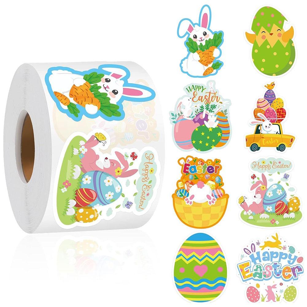 

500PCS Cartoon Rabbit Easter Seal Sticker Self-adhesive Multiolor Easter Egg Stickers Envelope Sealing Waterproof 1600*900*700MM
