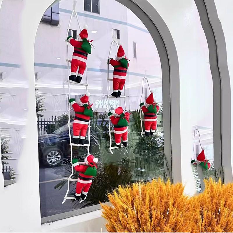 Crăciun Moș Crăciun Scară pentru cățărare Păpușă Pom de Crăciun Decorat pentru agățat Ușă de interior Perete Pandantiv de Crăciun Cadouri de Anul Nou