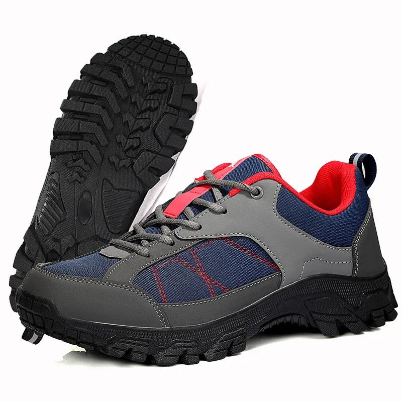 Fashion Men Hiking Shoes Leather Outdoor Trail Running Shoes Anti-slip Casual Hiking Training Sneakers Zapatillas Para Hombre Masculino
