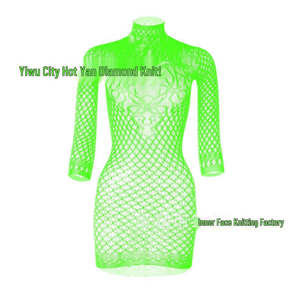 Sexy European & American Long Sleeve Bodycon Mini Dress with Cutout Backless Fishnet Design