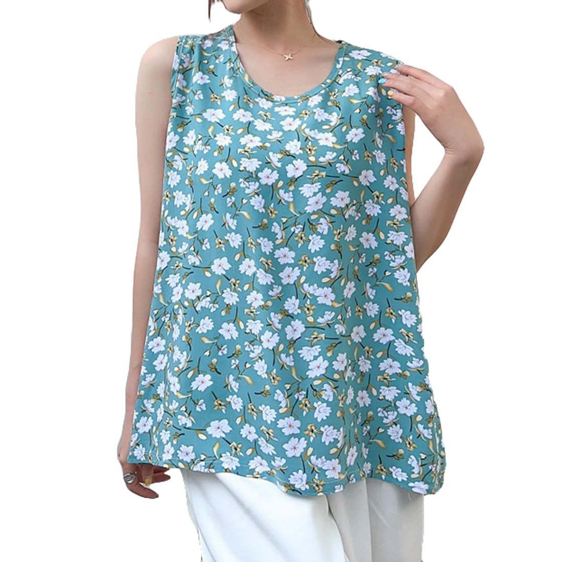 

AICA Sleeveless Tank Lightweight Rayon Floral Loose One Size to Pattern 5 Women s Blouse, Top, T-Shirt, Top, Loungewear, Innerwear, Cool, Fabric,