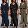 Elegante Abito Camicia da Donna con Bottoni, Manica Lunga, Vestibilità Larga, Maxi Abito da Tè Oversize
