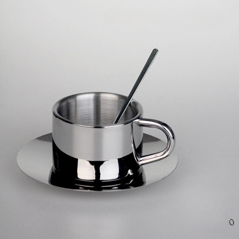 125ml 304 Stainless Steel Espresso Cup Coffee Cups and Saucers Afternoon Tea Cups Mugs High-End Personalized Couple Cups