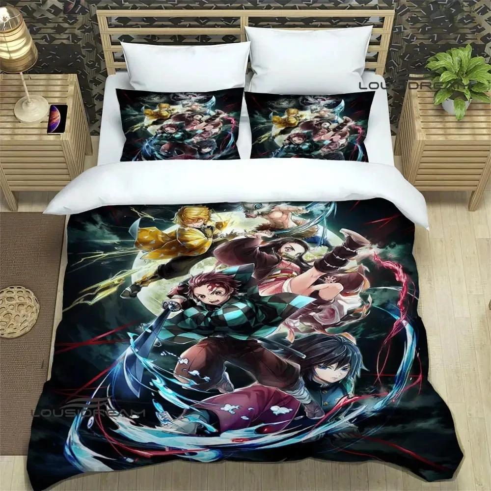 3D Print 3D Print Demon Slayer Anime Bedding Set Double Twin King Duvet Cover Comforter Pillowcase Boys Girls Adults Bedroom
