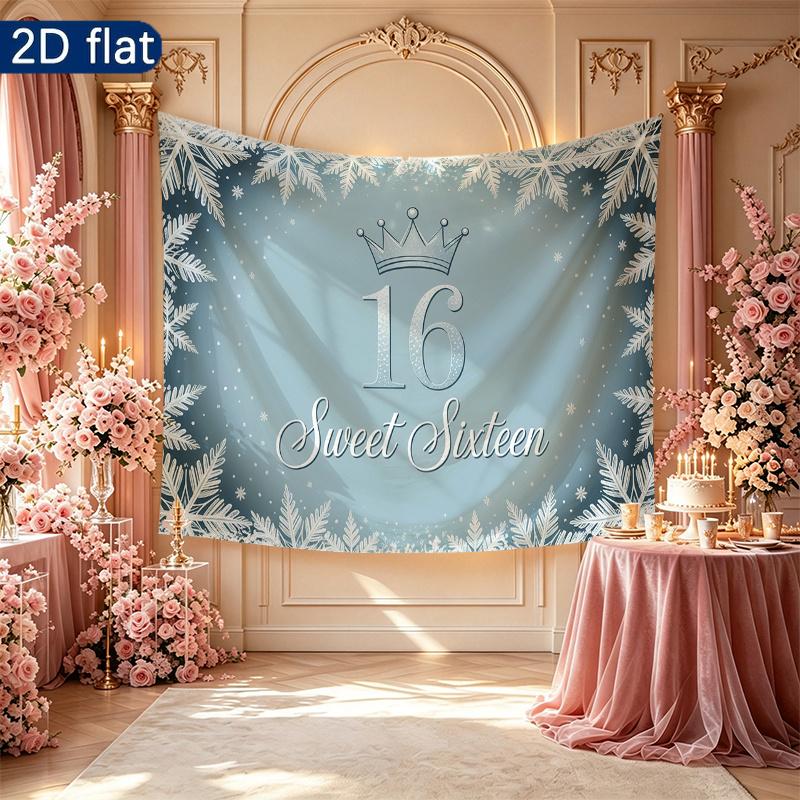 Festive Pink Roses Balloons Gifts Birthday Banner, Pink Polyester Backdrop for Party Decorations
