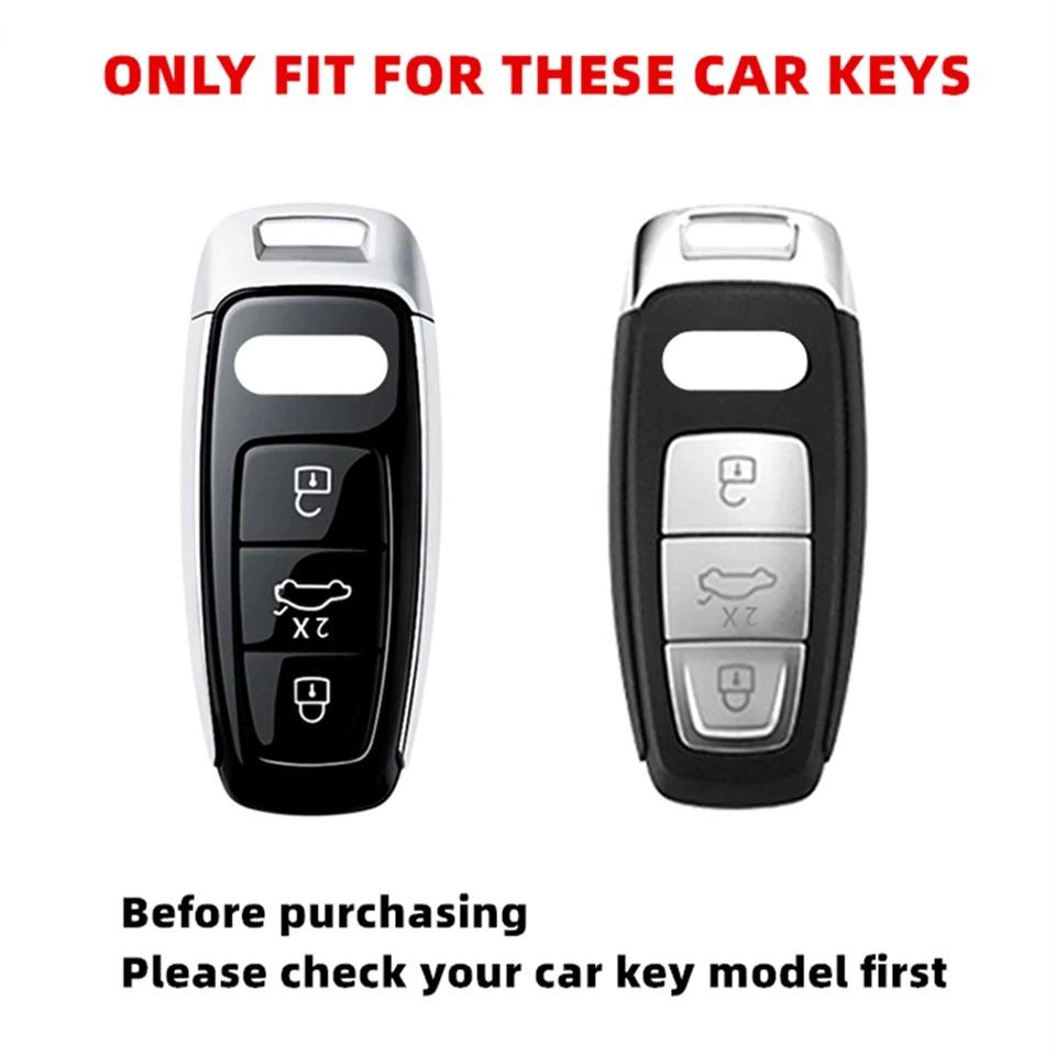 Metal Car Key Case Remote Cover Shell Holder Protector Keychain Fob for New A3L A6L A8L Q4 E-tron A7L Q6 S6 S7 S8 Q7 Q8 SQ7