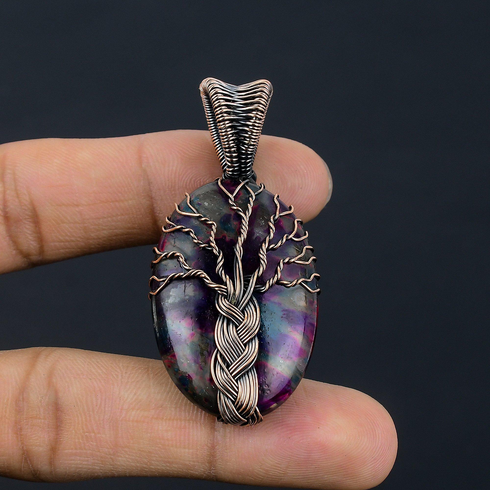 

Кулон из лабрадорита с мульти-иризацией, ювелирное изделие из драгоценного камня, кулон, оплетенный медной проволокой 999 пробы, подарок для женщин, кулон ручной работы 2.55 Inches