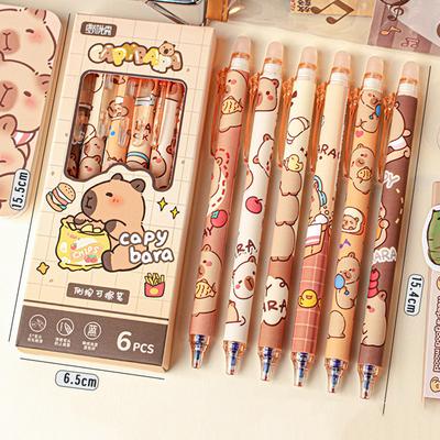 1 Set/6 Stück Niedlicher Radierbarer Stift Kabipbala Gelstift Druck Bürogeschenk Schulbedarf Schreibwaren Kawaii Lustiger Stift