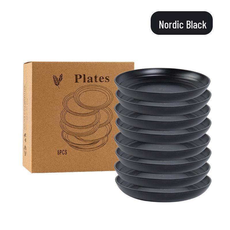 Cross-border Plastic Tableware Set: Plates, Bowls, Cups, Vomit Bowls, 24-Piece for Home Use.