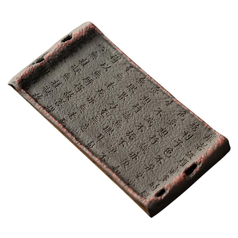 Handmade Rock Texture Tea Tray Dry Brew Chapan Coarse Pottery Chinese Zen Style for Gongfu Tea Ceremony Desktop Board