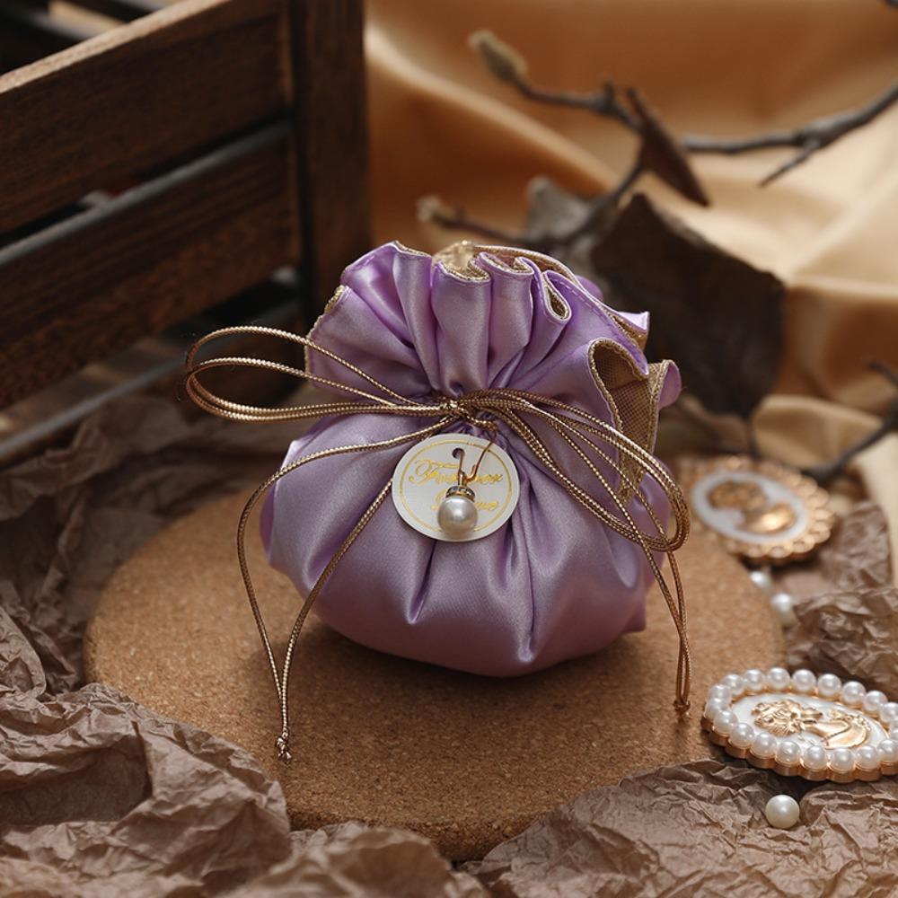 4Pcs Portable Candy Packaging Bags Exquisite Velvet Storage Bag Reusable Drawstring Bag  Party Decor
