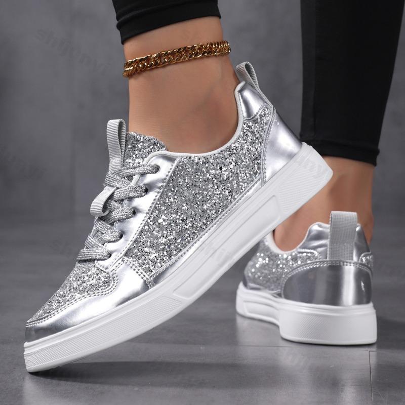 Fashion Spring 2025 New Style Shiny Fashion Trend Thick Sole Casual Sports for Women Comfortable Shallow Mouth Lace Up Platform sneakers