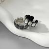 IngeSight.Z 2026 Trendy Square Grey Crystal Ring Women Minimalist Silver Color Geometric Finger Ring Acrylic Daily Wear Jewelry