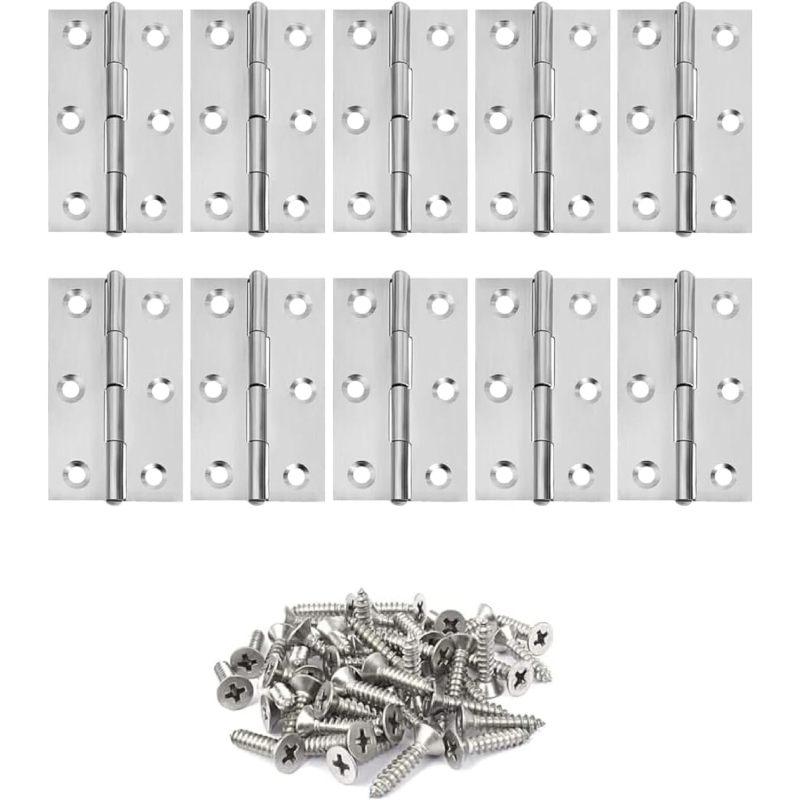 

10 шт. складных петель из нержавеющей стали 2 дюйма/2,5 дюйма/3 дюйма/4 дюйма для дверей и окон, 60 винтов 2.5 inch серебряный