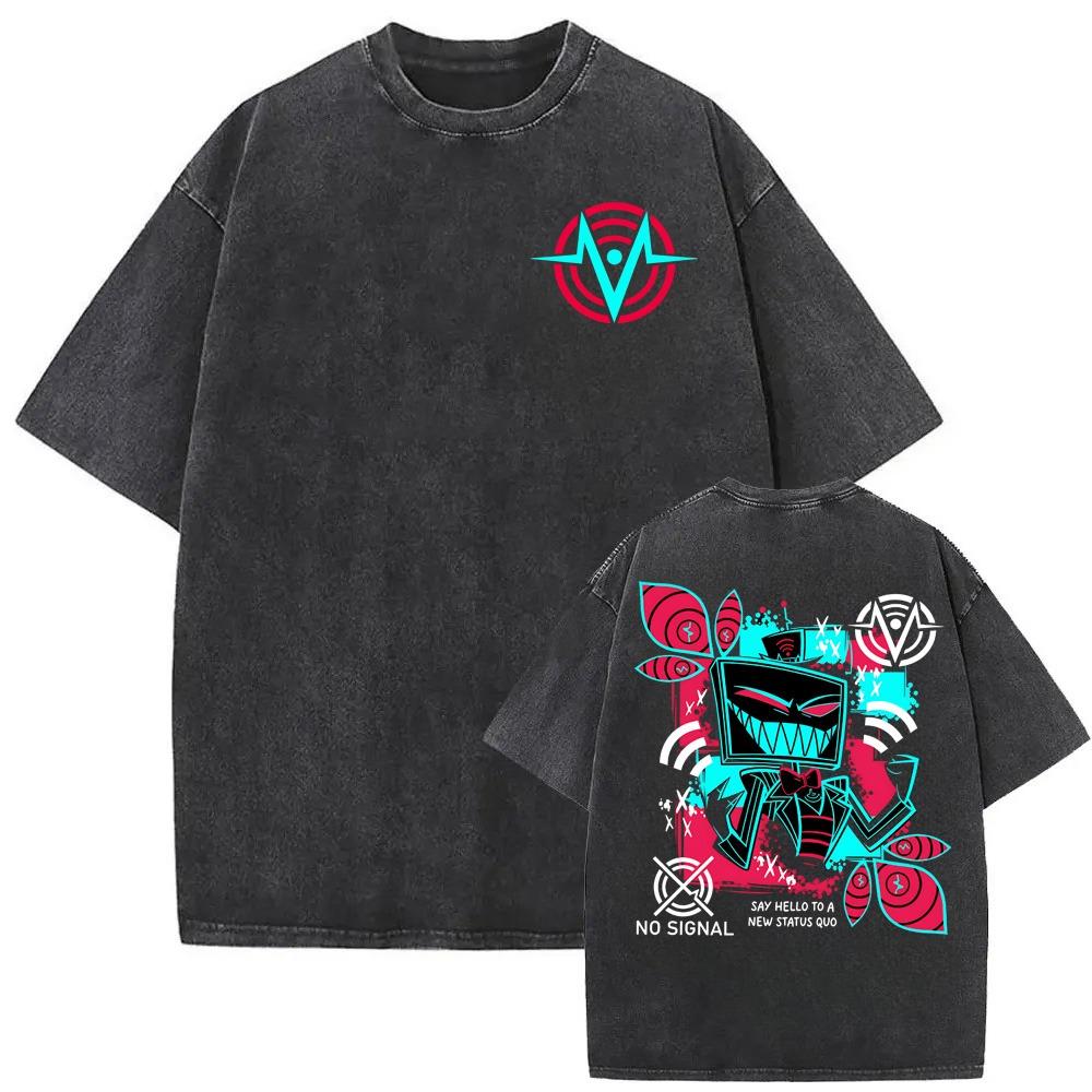 High Quality Cotton Hazbins Hotel T Shirts Vox Print T Shirt Unisex Women Harajuku Tops Tees Anime Streetwear S