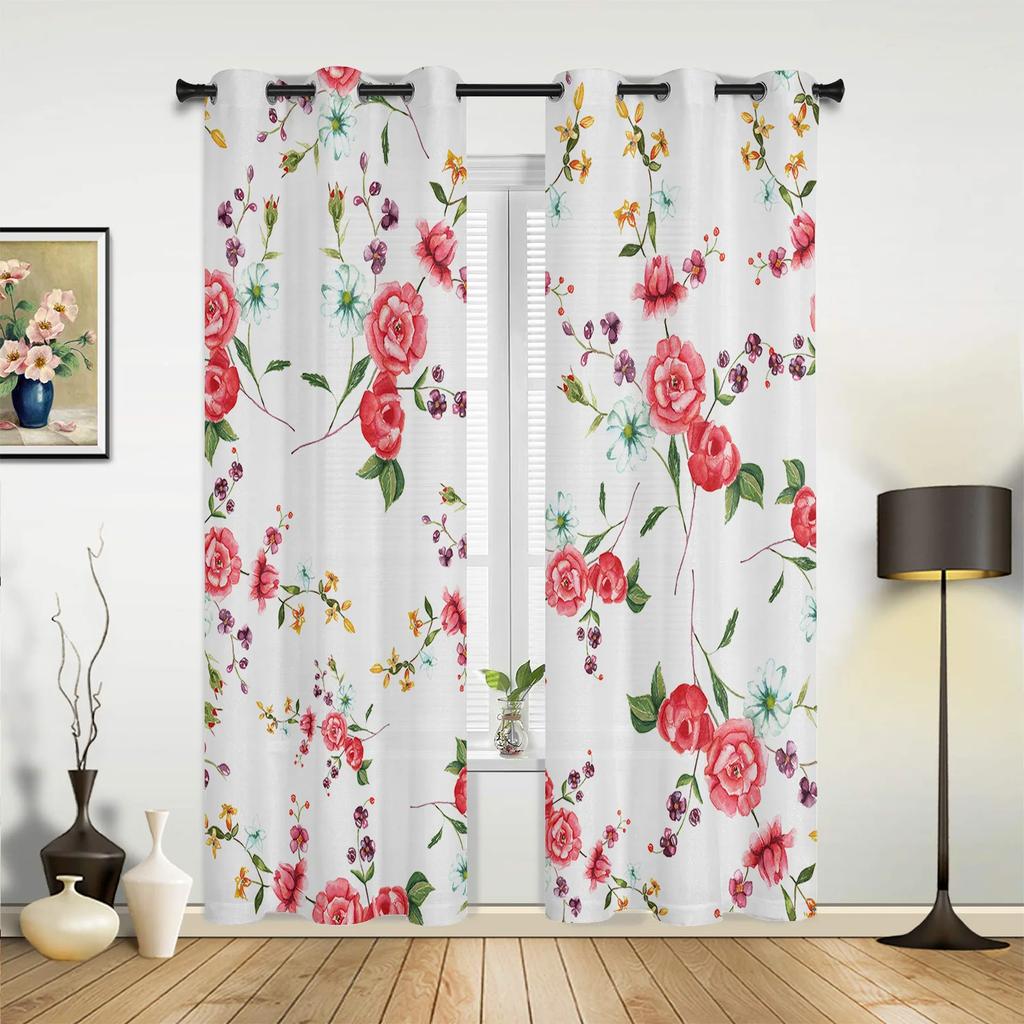 Niña Bailarina de Ballet Flor Rosa Mariposa Cortinas para Dormitorio Sala de Estar Cortinas Cocina Ventana Infantil Decoración del Hogar