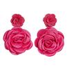 1 Pair Multi-Color Flower Stud Earrings Large Drop Earrings Floral Earring Gentle Fresh Fabric Simulated Floral Earrings