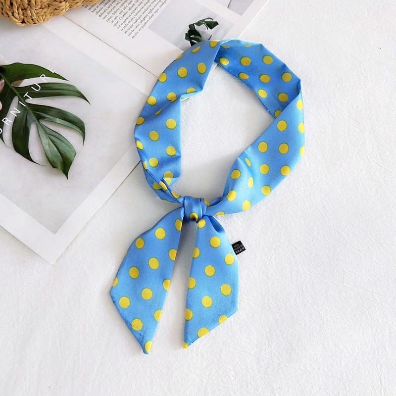Fashion Dot Ribbon Silk Scarf Women Thin Neck Scarves Lady Small Shawls Narrow Female Neckerchief Dress Accessories