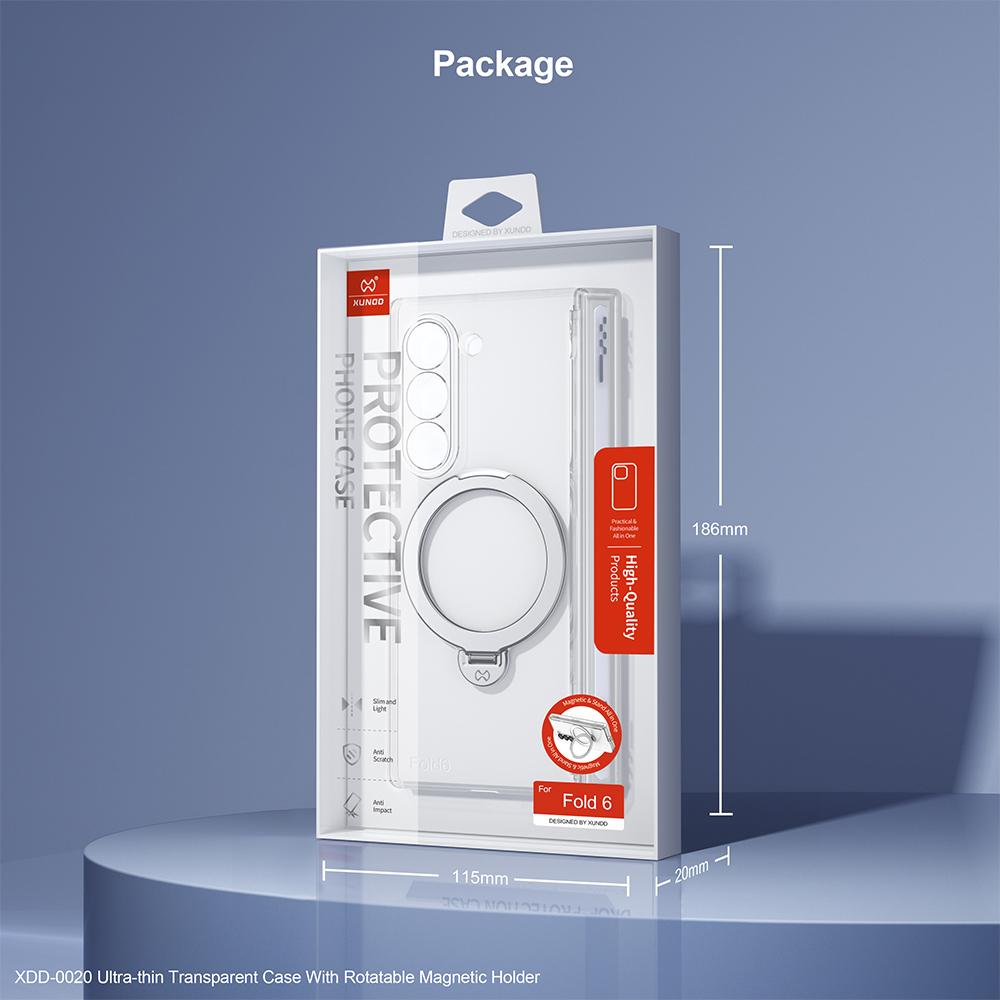 XUNDD For Samsung Galaxy Z Fold7 5G Case Compatible with MagSafe Kickstand PC Cover with Tempered Glass