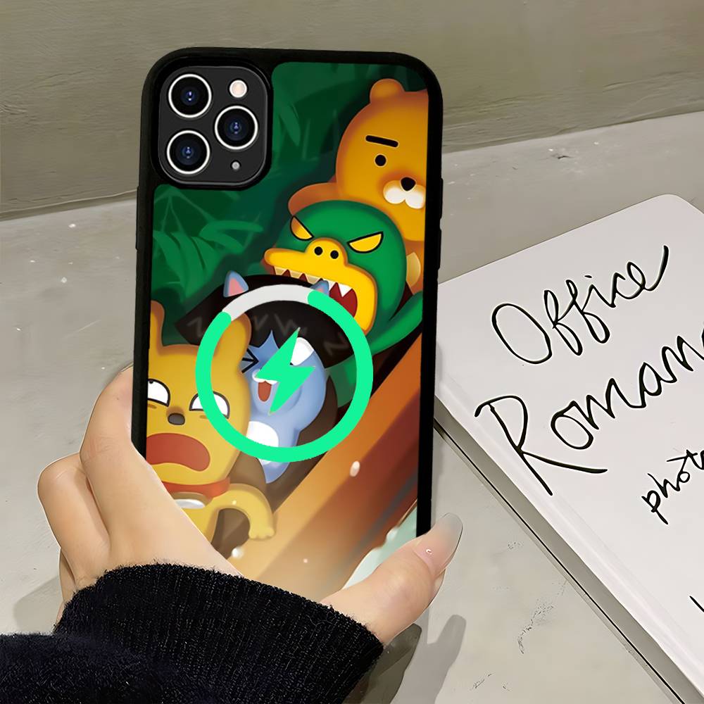 Cartoon K-KAKAO CUTE F-FRIENDS Magnetic Phone Case For IPhone 16 15 14 13 12 11 17 Pro Max Plus Wireless Charge Cover
