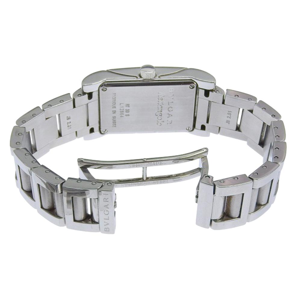 Bvlgari Rettangoro Watches RT39S Silver WhiteDial Stainless Steel Quartz Analog Display Women Used