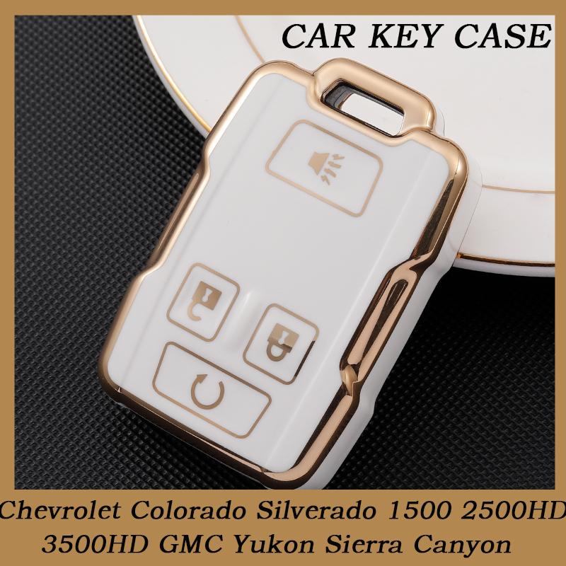 Phnom Penh TPU Car Key Case Cover for Chevrolet Colorado Silverado 1500 2500HD 3500HD GMC Yukon Sierra Canyon Remote Key Protecor