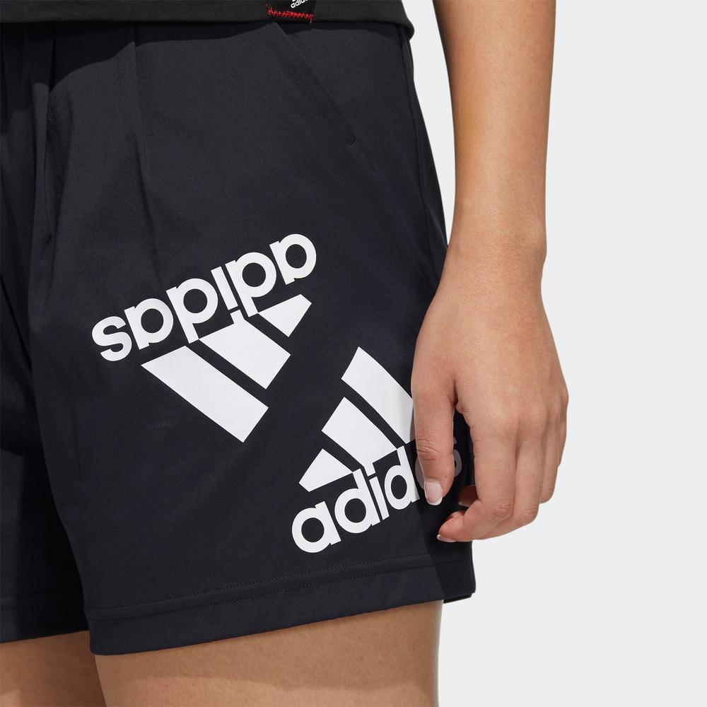 Adidas Logo Print Straight-Leg Sports Shorts Women Bottoms Black HE9952