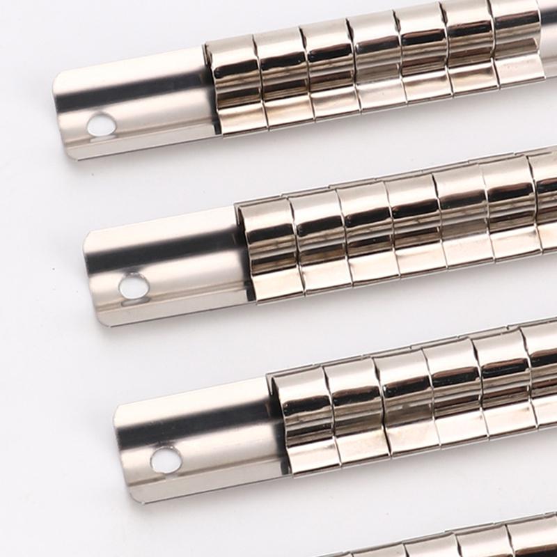 3/8 Inch Socket Storage Rack Stainless Steel With 8/10/11 Clips Socket Storage Rack For Storing Loose Socket Rail