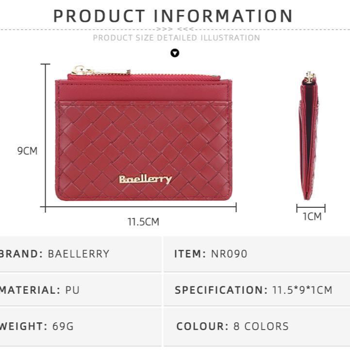 Baellerry Women's Short Purse Woven Pattern Wallet Zipper Coin Purse Fashion Card Holder Pu Leather Billfold