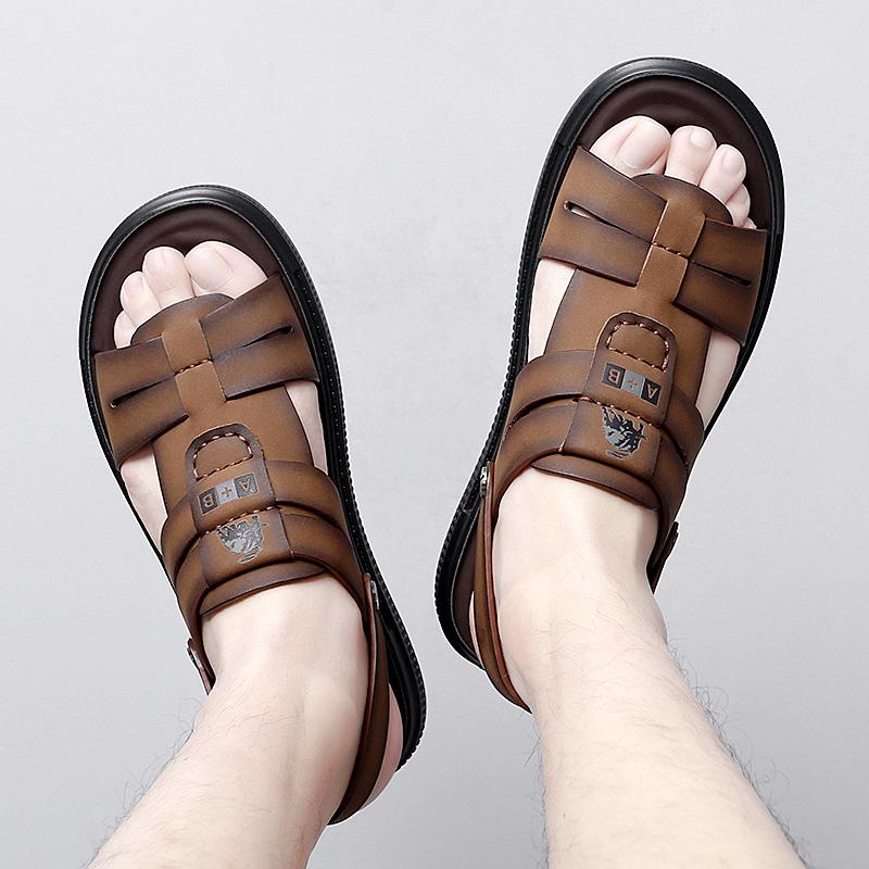 Модные универсальные летние мужские сандалии из натуральной кожи — фото 6