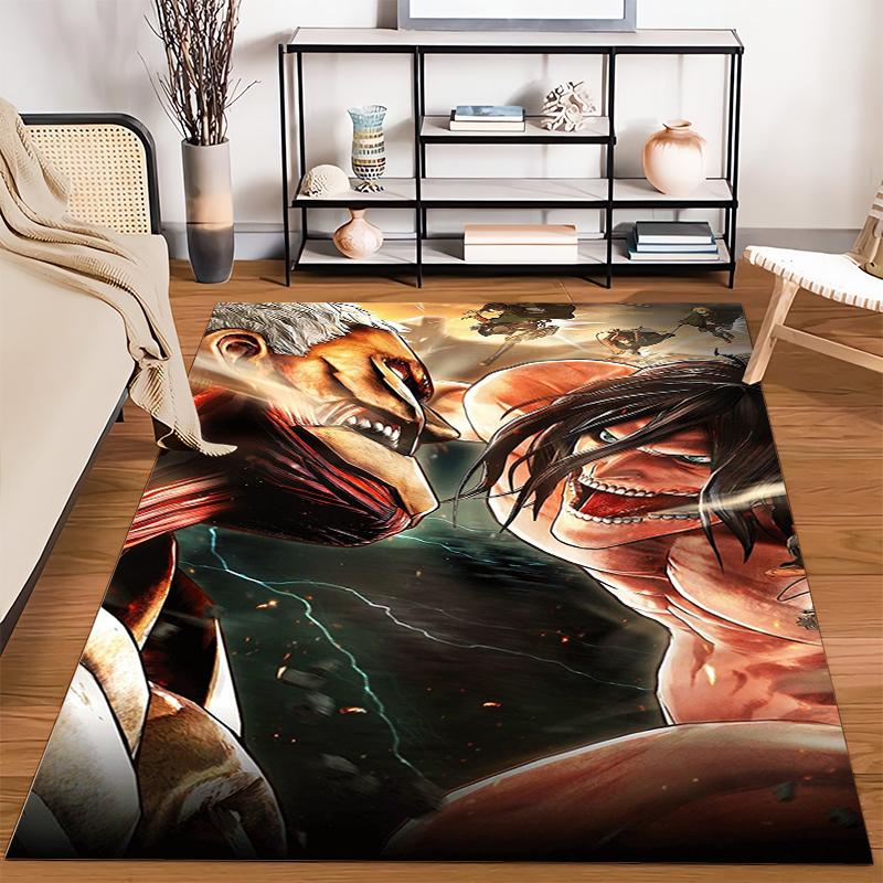 "Anime Battle Scene Carpet with Titans Print, Dark Room Decoration" Suitable for Use As an Anti-slip for Living Room Bedroom Sofas