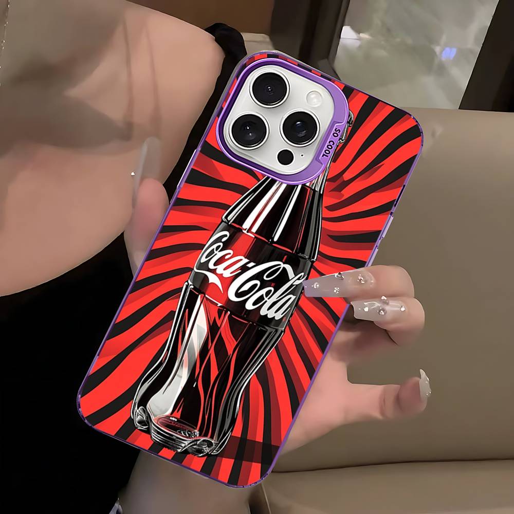 Hot C-Coca Drinks C-Cola For IPhone 17 16 15 14 Plus 13 12 11 Pro Max Matte Colorful Silver Phone Cover
