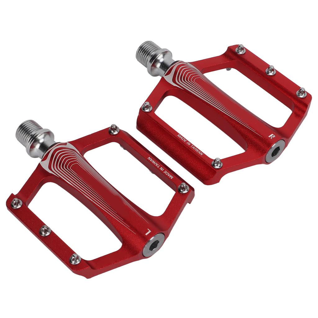 Enlee Bicycle Pedals Aluminum Alloy DU Bearing Bike Flat Pedal for Road Mountain BikesRed