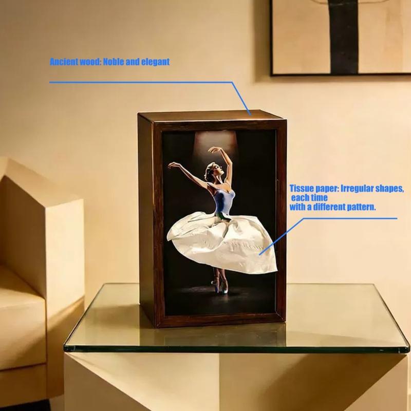 Artistic Handcrafted Wood Tissue Paper Dispenser With Ballet Dancer Designs Elegant Napkin Organizer