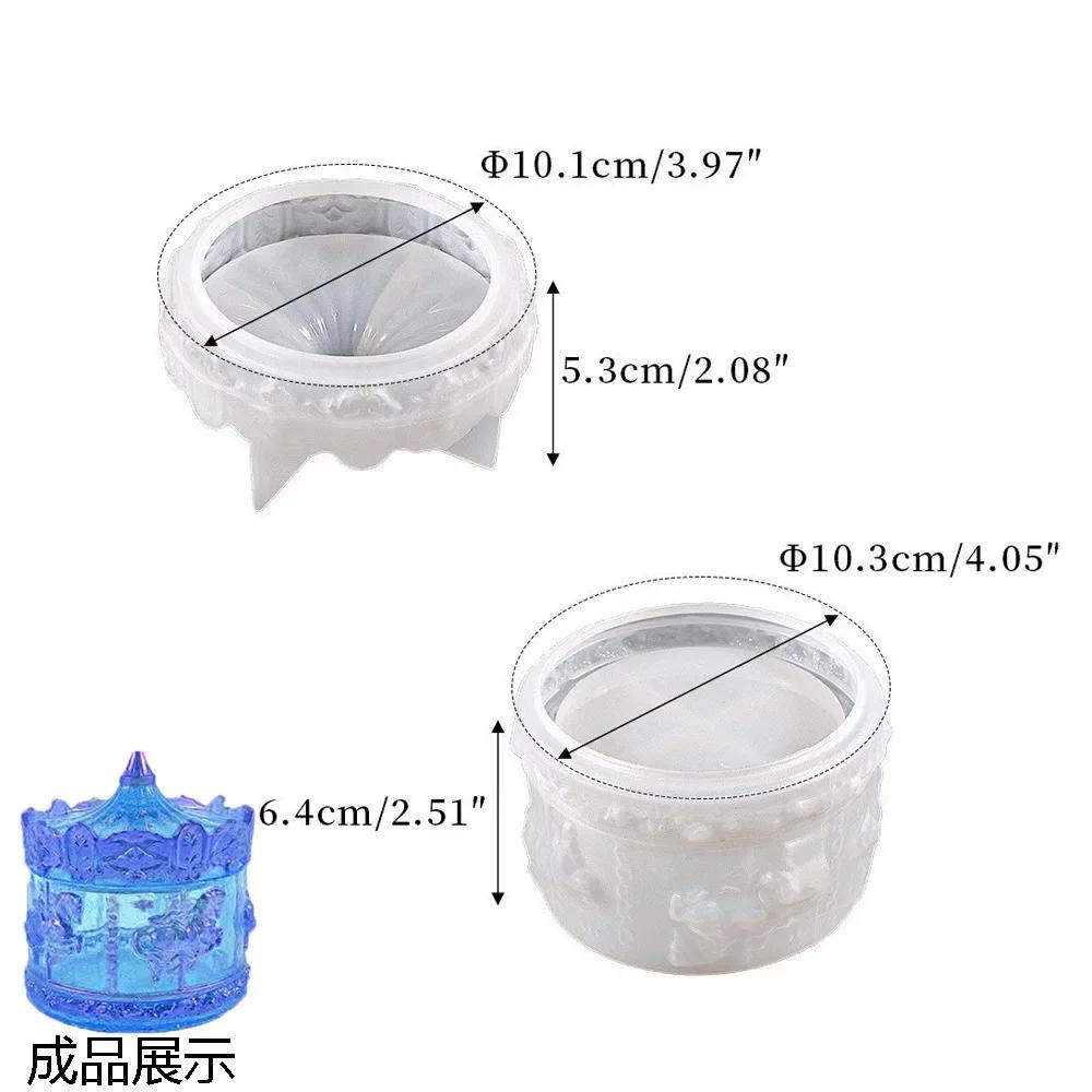 

2026 Latest Models Candle Jar Resin Mold Carousel Silicone Molds With Lids Epoxy Resin Casting Molds For DIY Jewelry Storage Box