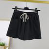 Damen Sommer Einfarbig Hohe Taille Kordelzug Bequem Lässig Sportshorts