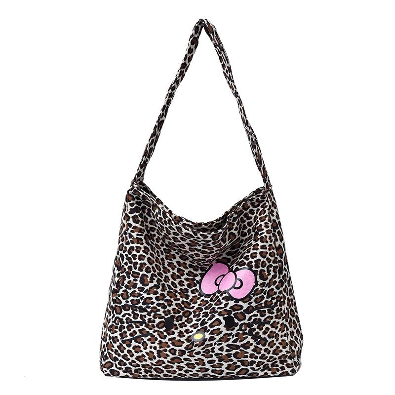 New Trendy Leopard Print Large-capacity Tote Bag Versatile Shoulder Messenger Bag, Student Class Canvas Trendy Bag
