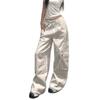 Women's High-Waisted Wide-Leg White Workwear Jeans - American Vibe, Spring/Fall Style, Floor-Length, Heavy-Duty Design.