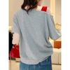 2026 Summer New Style Gray Printed One-Shoulder Short-Sleeve T-Shirt for Women, Korean Niche Design, Versatile Short Top