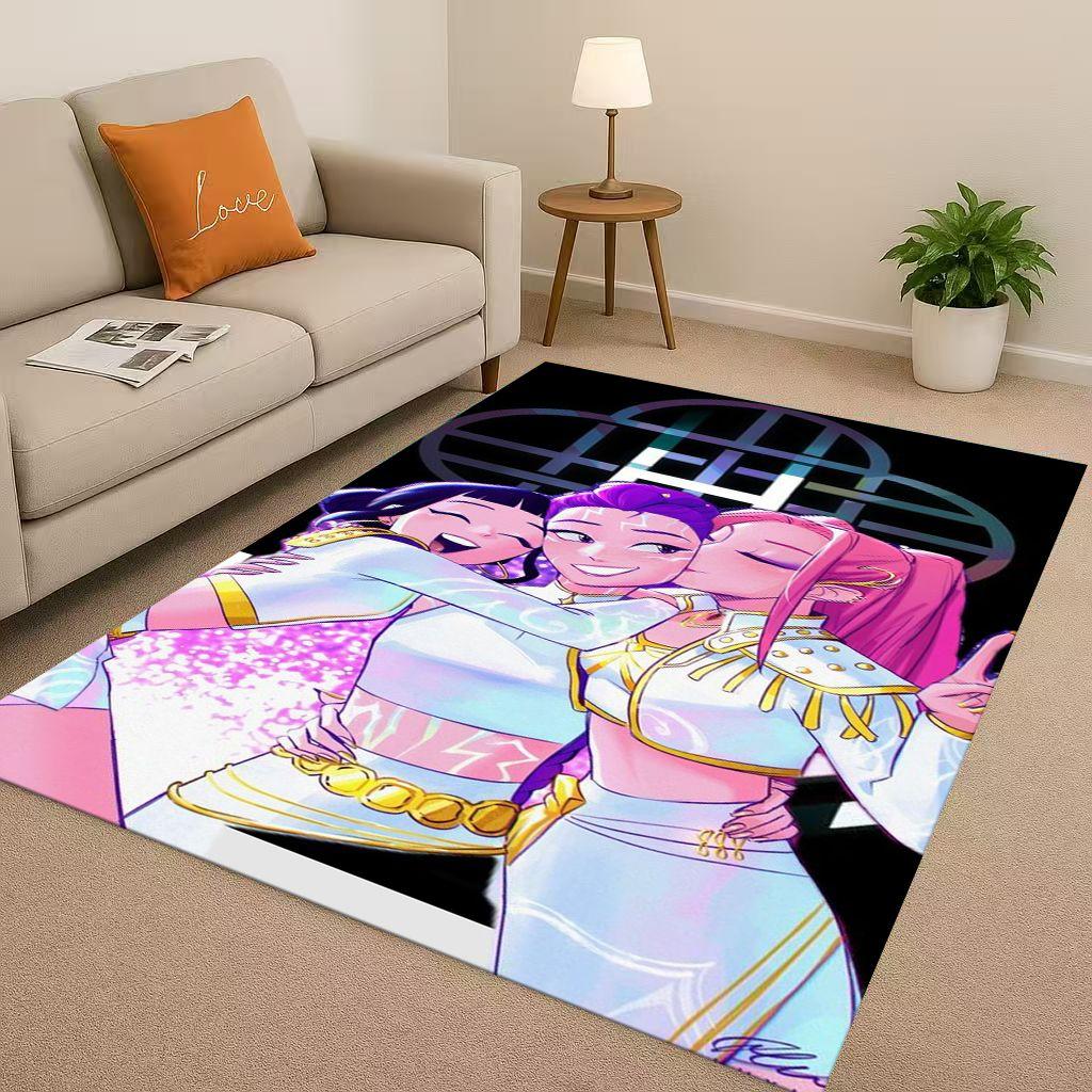 3D Cartoon Kpop Demon Hunters Zoey Rumi Mira Living Room Non-Slip Area Rug Carpet for Bedroom Playroom Sofa,Home Decor Doormat