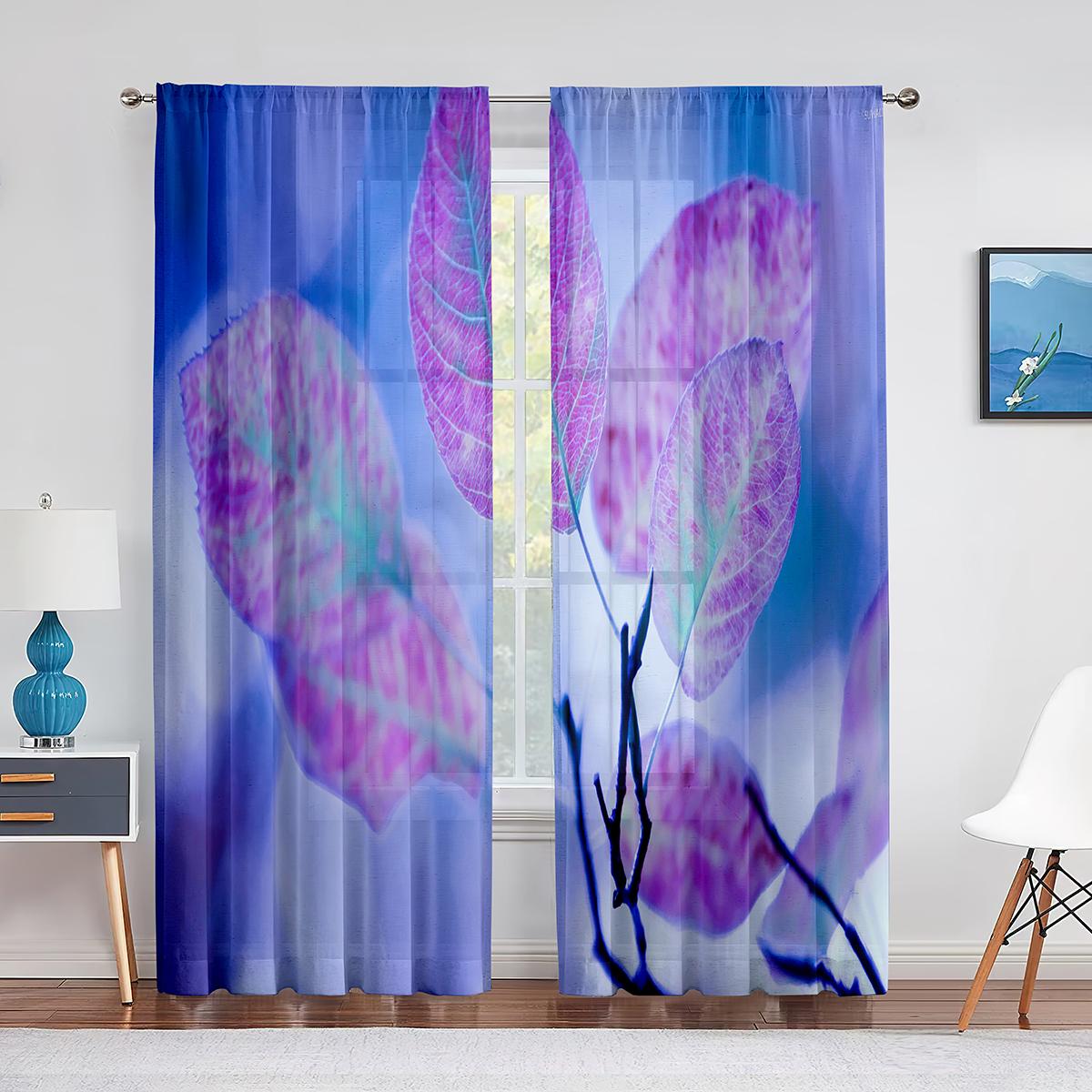 

Осенние кленовые листья на деревянной доске, прозрачная занавеска для гостиной, вуаль для оконных жалюзи, тюлевые шторы для спальни, кухонные шторы 1 PCS W100XH250cm&Grommet Top