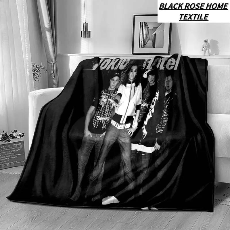 Coperta Artistica di Moda Tokio Hotel Rock Band Lenzuolo di Lusso per Camera da Letto Coperta Calda per Viaggi all'Aperto Campeggio Picnic Pausa Pranzo